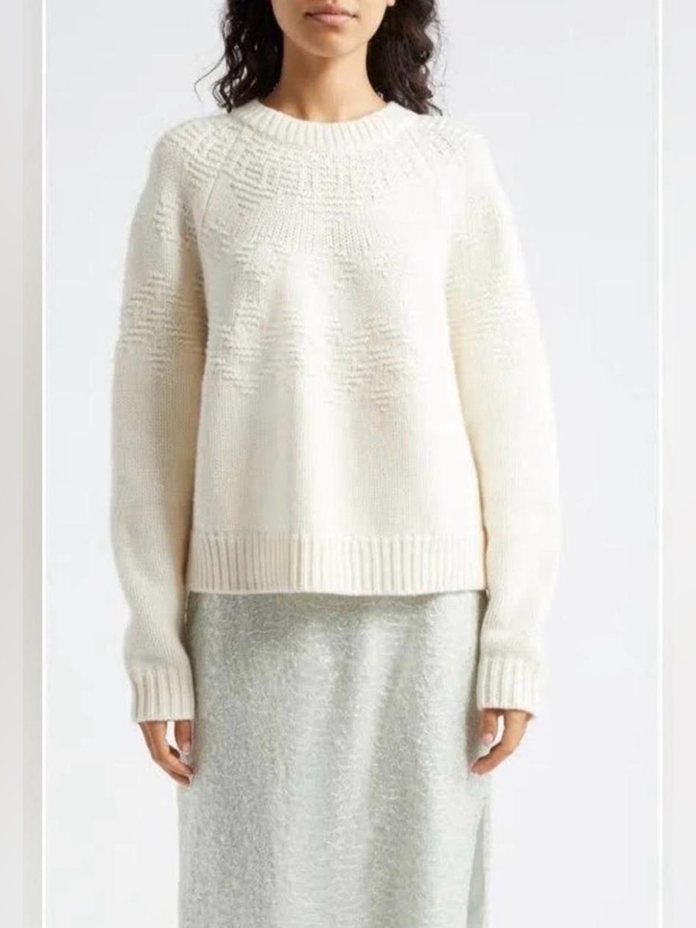 Vince Textured Fair Isle 100% Wool Sweater Off White NWOT Size XL